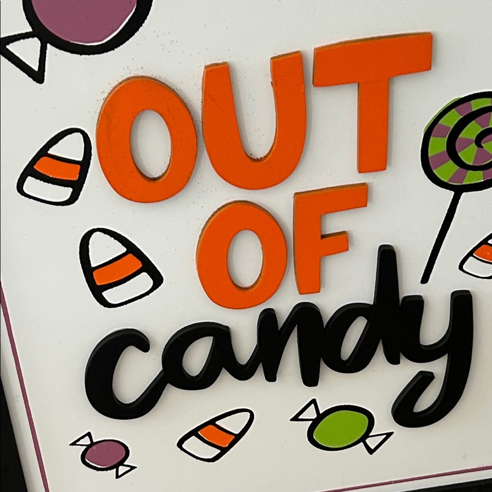 NEW! LARGE Halloween Trick or Treat Out of Candy Wood Holiday Sign - Picture 2 of 7